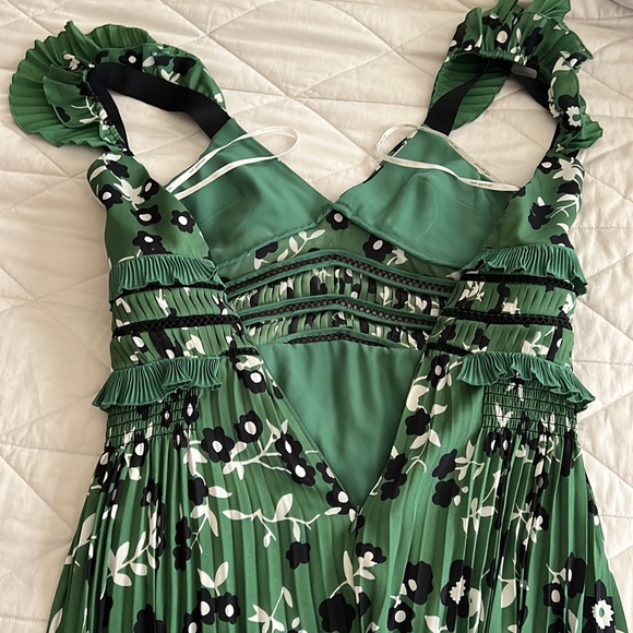 Self-Portrait Green Floral Off-Shoulder Dress, size US6/UK10, ASO Meghan Markle - Picture 3 of 16